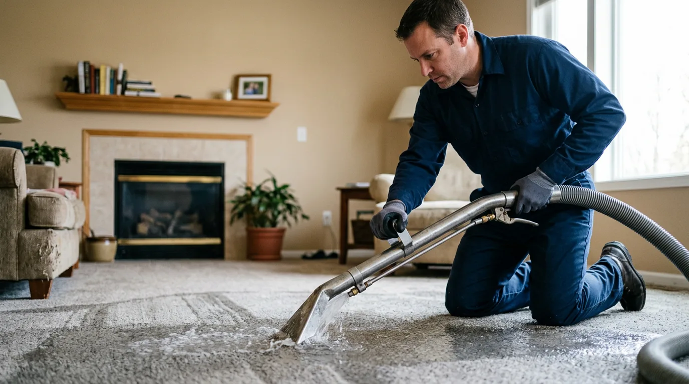 Water damage restoration technician working near Cullom, IL